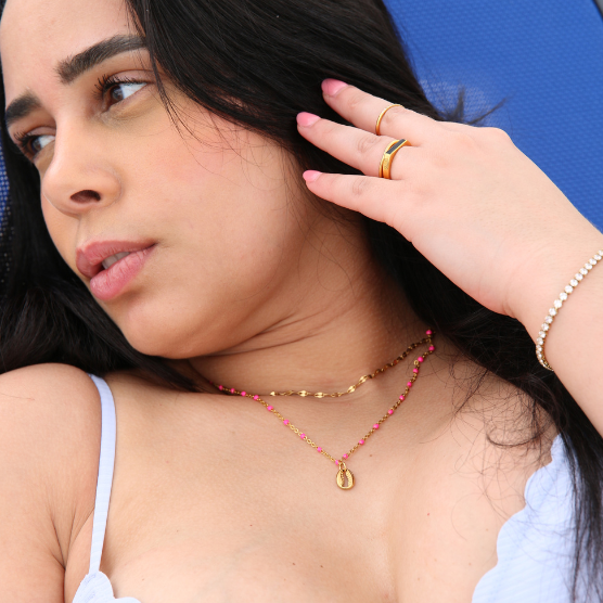 COLORFUL BEADED NECKLACES / ENAMEL, WATERPROOF, AND NICKEL-FREE