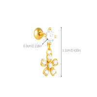 GOLD FLAWER DANGLE EARRING WITH CRISTALS