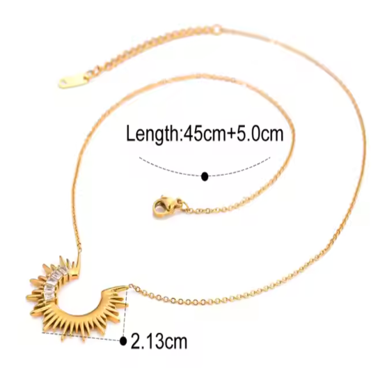 LONG HALF SUN NECKLACE WITH ZIRCONIA