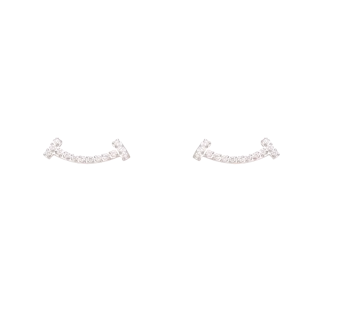 HAPPY CURVED EARRING WITH TRANSPARENT ZIRCONIA