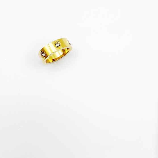 THICK GOLD RING WITH ZIRCONS