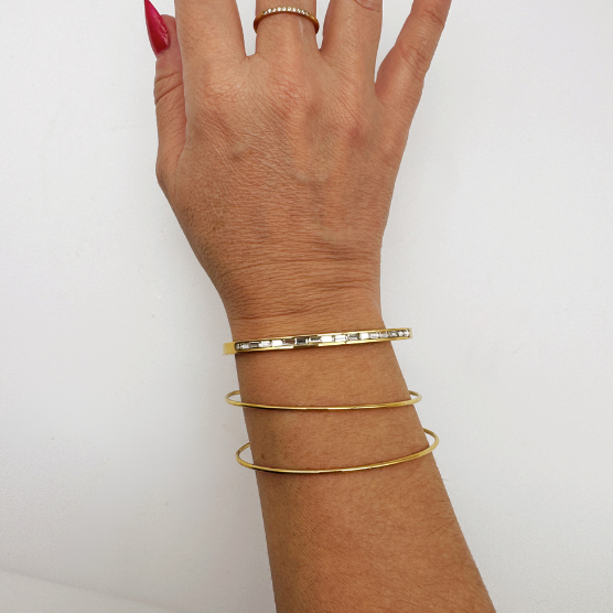 HAMMERED & SLEEK RIGID BRACELET TRIO